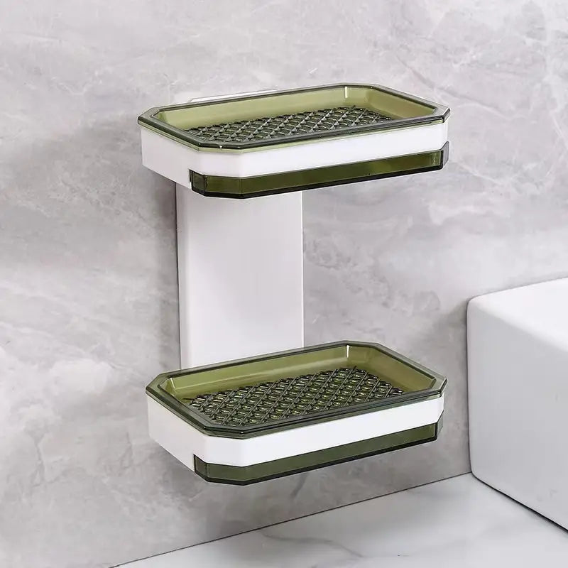 Wall Mounted Double Soap Dish with Draining Tray