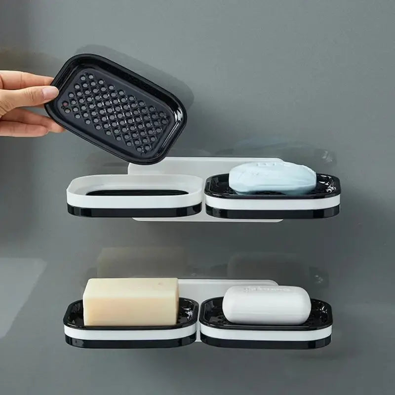 Wall Mounted Double Soap Dish with Draining Tray