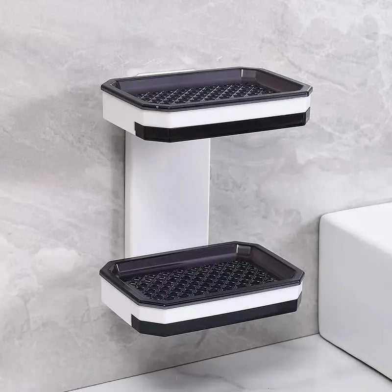 Wall Mounted Double Soap Dish with Draining Tray