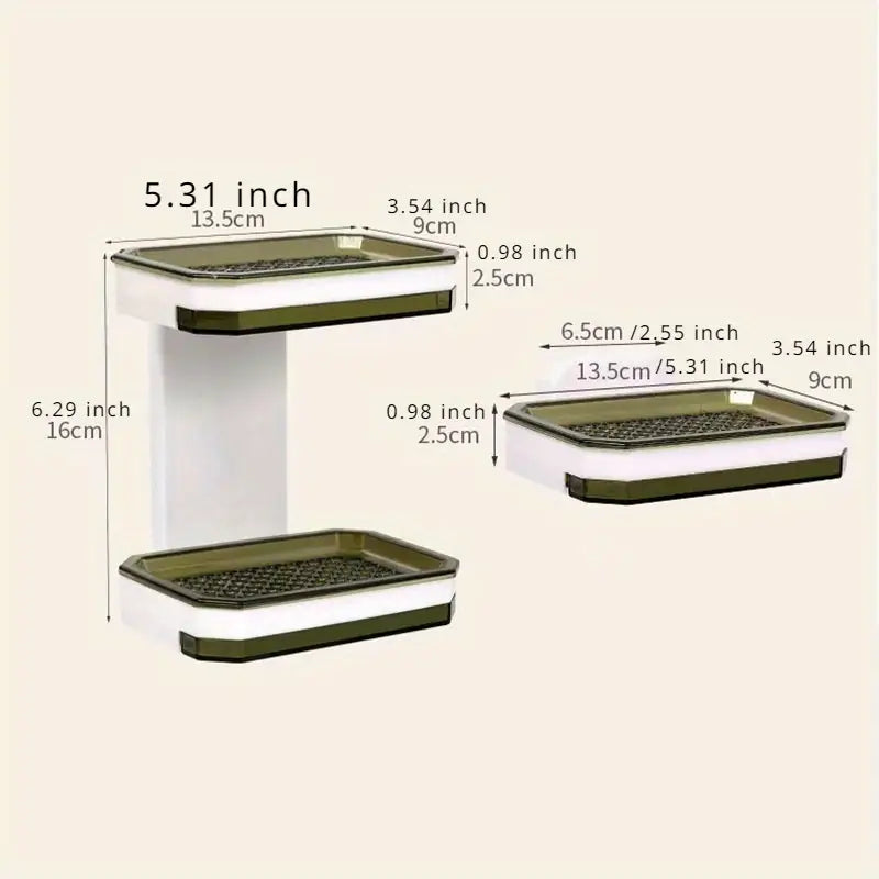 Wall Mounted Double Soap Dish with Draining Tray