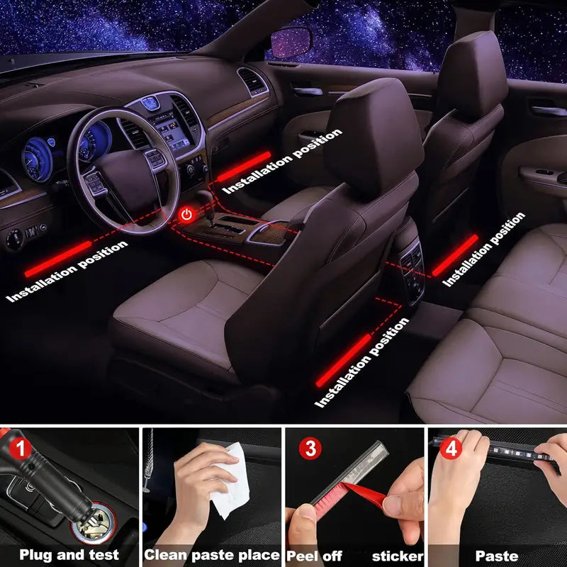 Car Interior RGB Light Strips (04Strips)