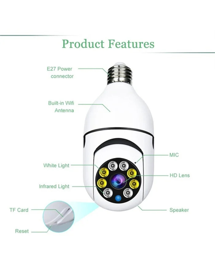 360° WIRELESS WIFI LIGHT BULB SECURITY CAMERA