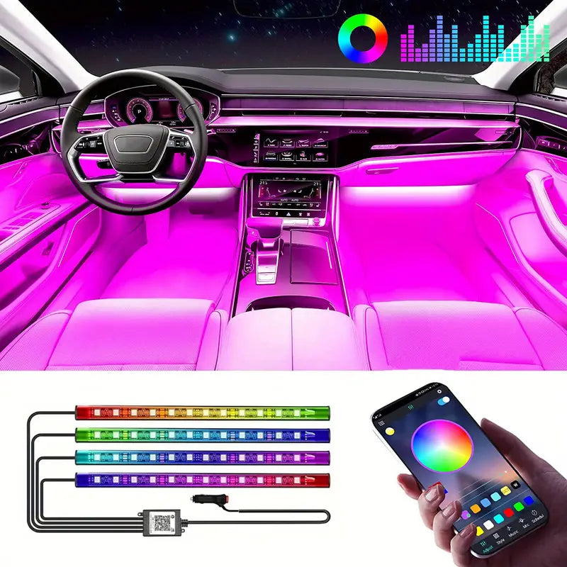 Car Interior RGB Light Strips (04Strips)