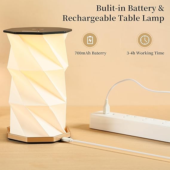 Portable LED Wood And Paper Lamp