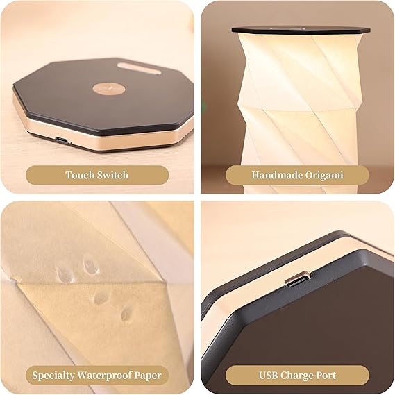 Portable LED Wood And Paper Lamp