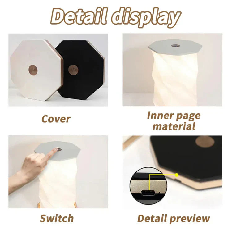 Portable LED Wood And Paper Lamp