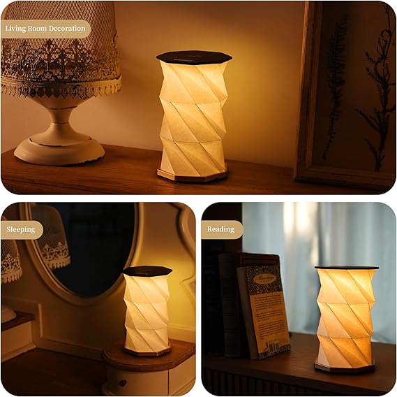 Portable LED Wood And Paper Lamp