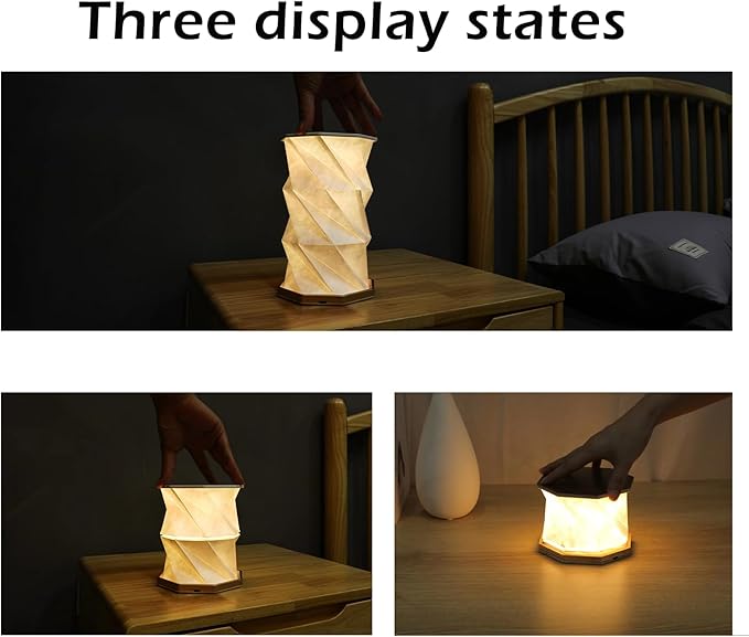 Portable LED Wood And Paper Lamp