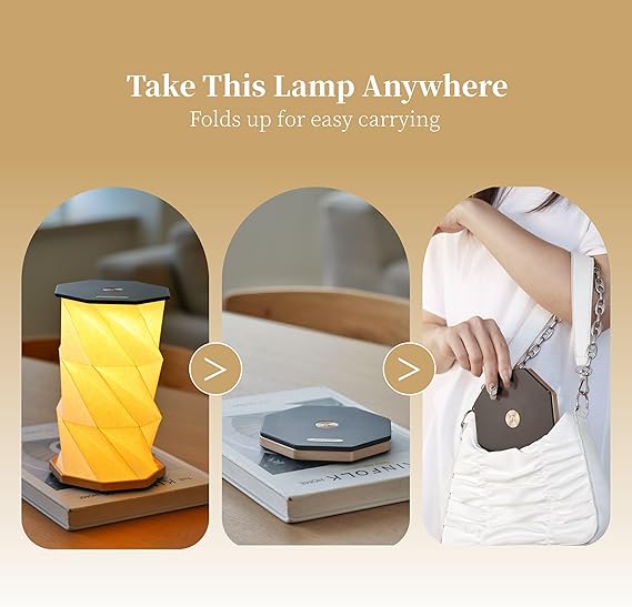 Portable LED Wood And Paper Lamp