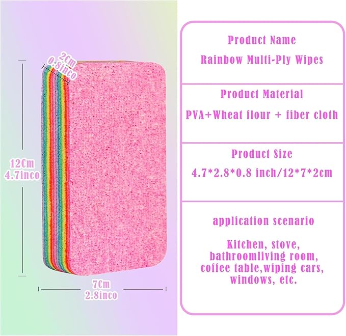 Rainbow Multi Layer Cleaning Reusable Rags