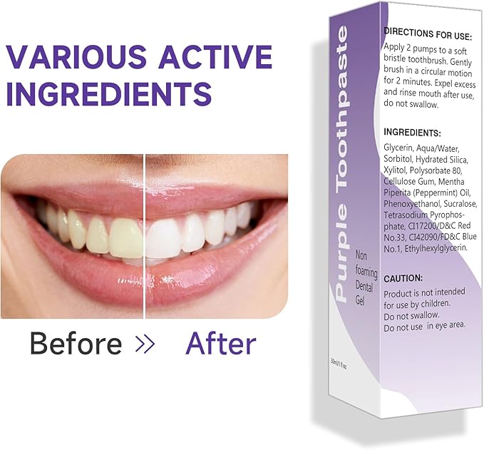 Dental Purple Toothpaste for Teeth Whitening