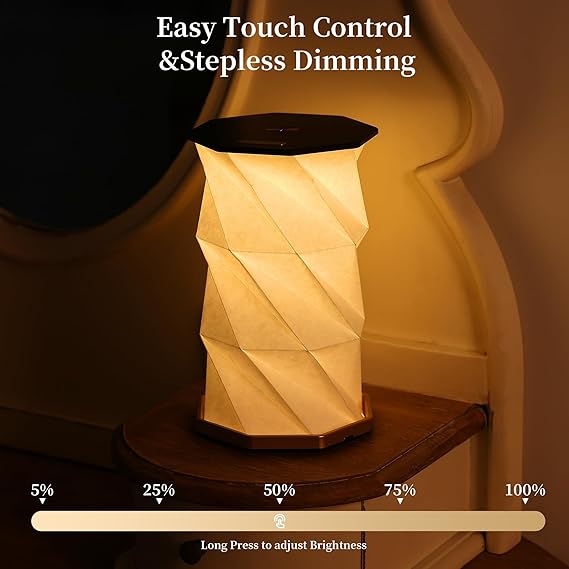 Portable LED Wood And Paper Lamp