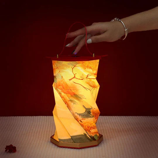 Portable LED Wood And Paper Lamp