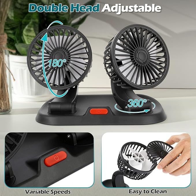 Car Dual Head Cooling Fan