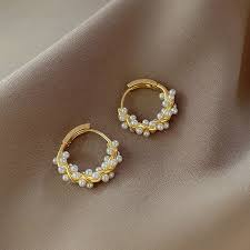 Korean New Simple Temperament Circle Pearl Earrings