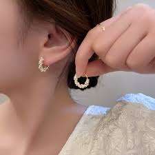 Korean New Simple Temperament Circle Pearl Earrings