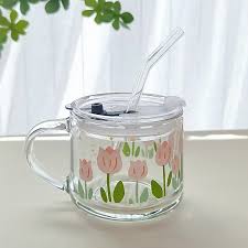 Glass Mug 350ml Cartoon Home Office