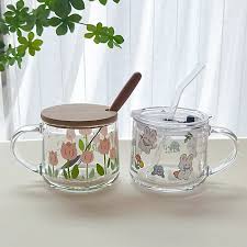 Glass Mug 350ml Cartoon Home Office