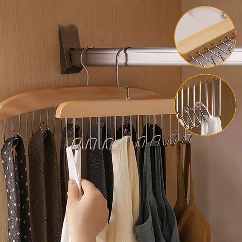 8 Hooks Solid Wood Anti Slip Multi Hanger