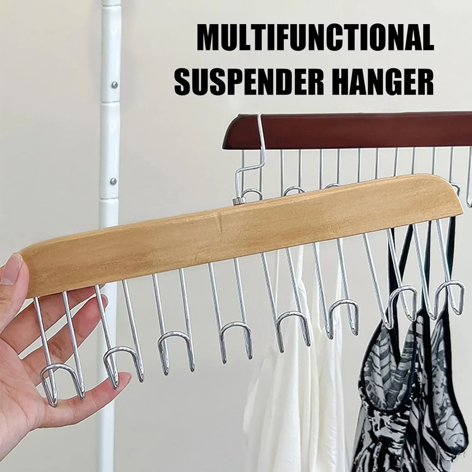 8 Hooks Solid Wood Anti Slip Multi Hanger