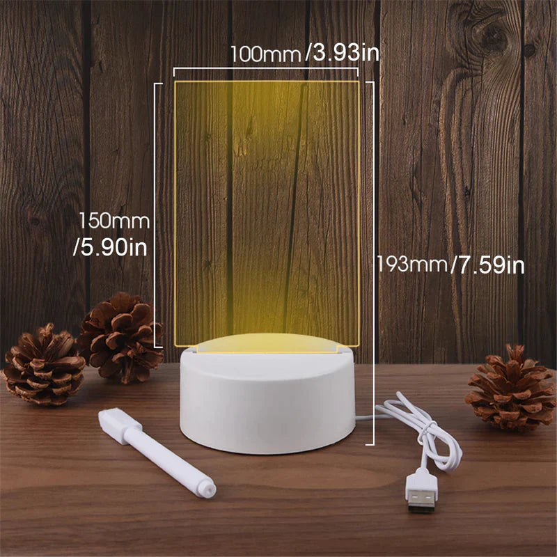 3D TRANSPARENT CALENDAR TABLE WRITING BOARD BED LAMP