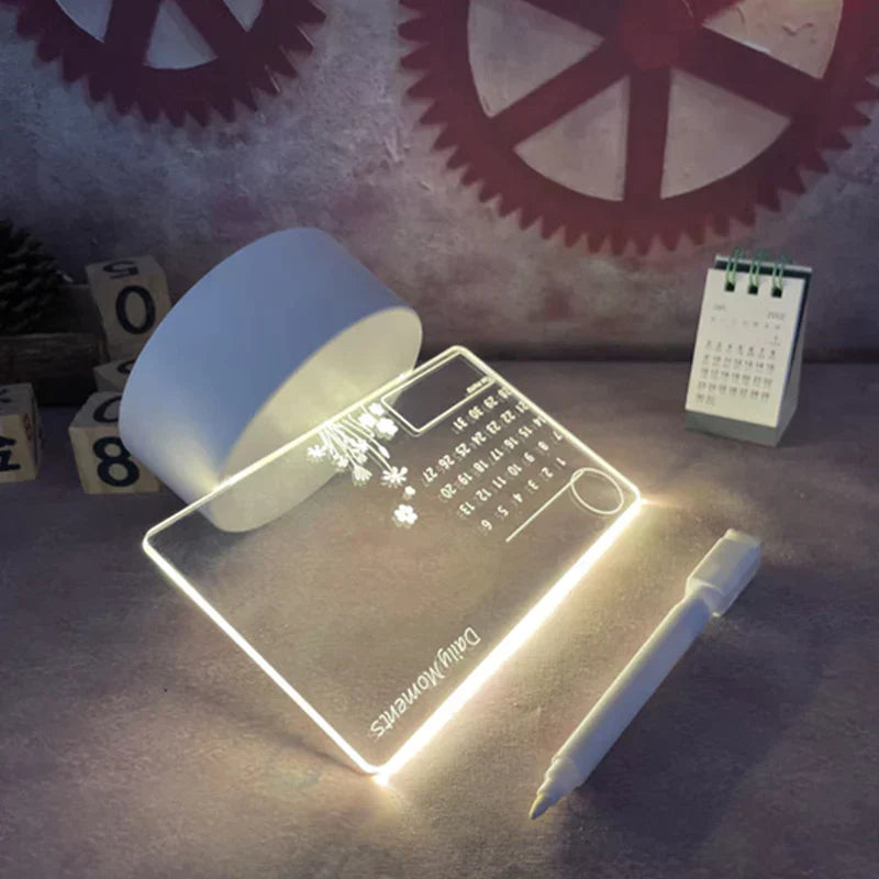 3D TRANSPARENT CALENDAR TABLE WRITING BOARD BED LAMP