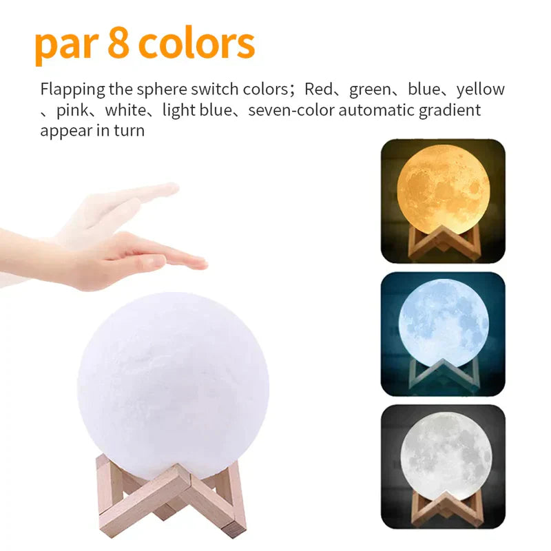 MOON LAMP, 3D PRINTING MOON NIGHT LIGHT WITH STAND TOUCH