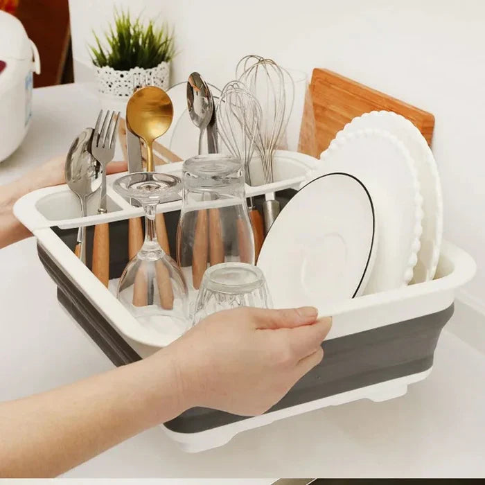 Foldable Kitchen Dish Rack with Drainer