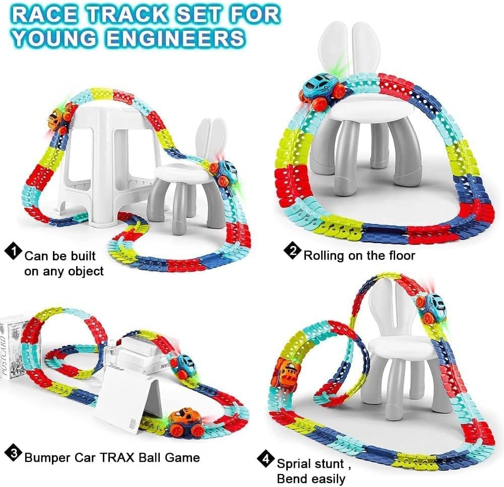 Rechargeable LED Light-Up Race Car Set for Kids