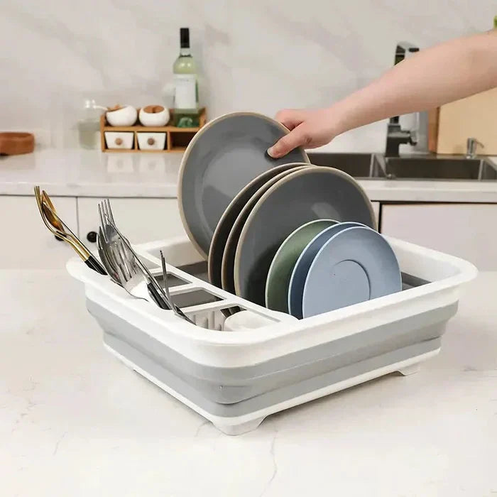 Foldable Kitchen Dish Rack with Drainer