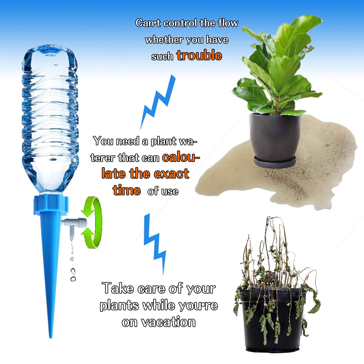 Self Spike Planter Drip Watering Device