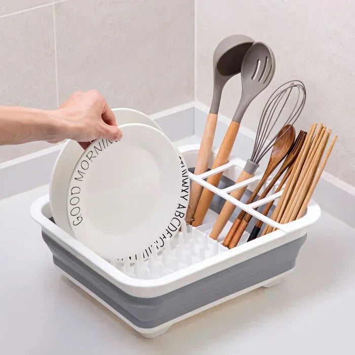 Foldable Kitchen Dish Rack with Drainer