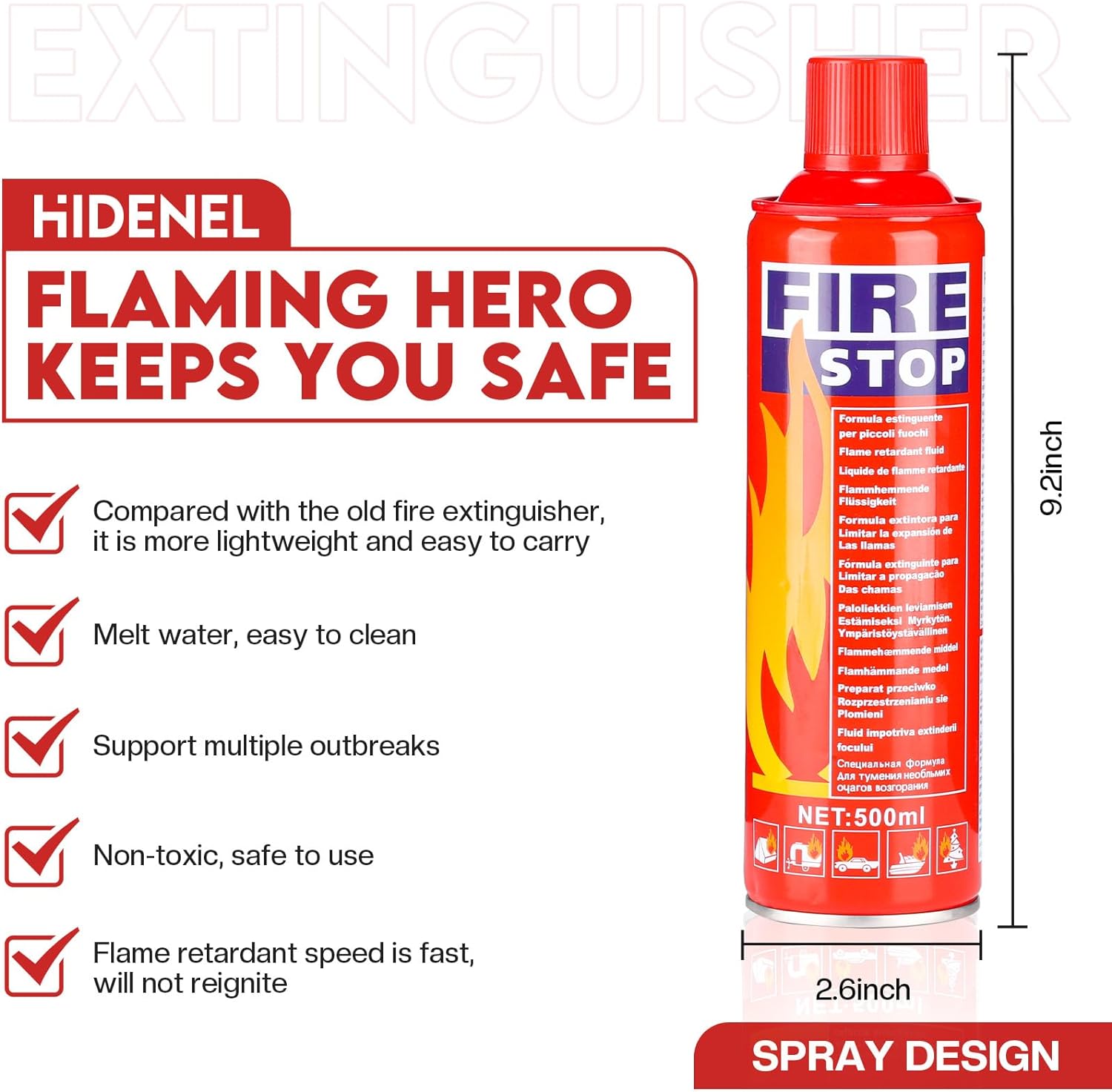 Multipurpose Portable Fire Extinguisher Spray