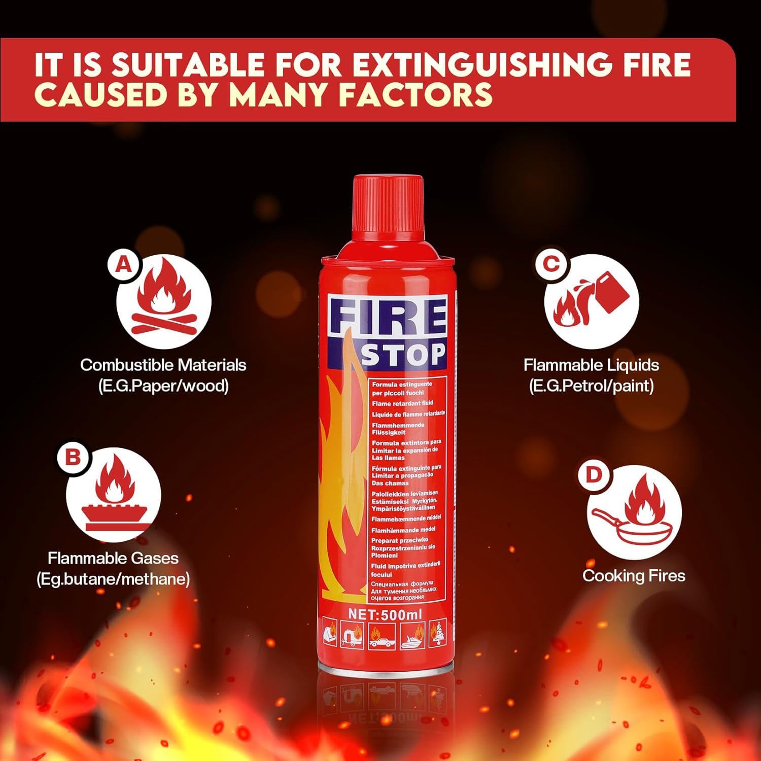 Multipurpose Portable Fire Extinguisher Spray