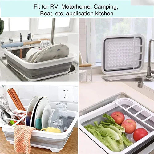 Foldable Kitchen Dish Rack with Drainer